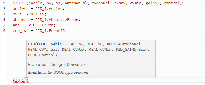 PID structured text example