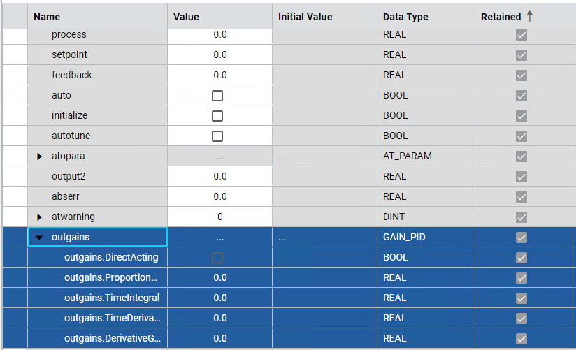 Set Gains parameters.