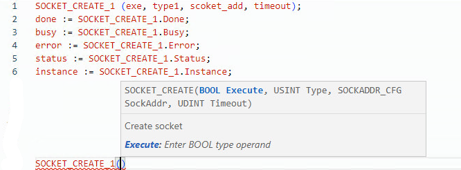 SOCKET_CREATE structured text example