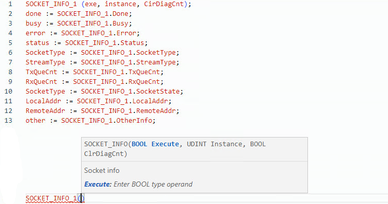 SOCKET_INFO structured text example