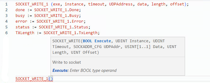 SOCKET_WRITE structured text example