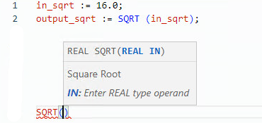 SQRT structured text example
