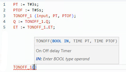 TONOFF structured text example