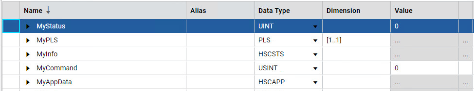 HSC example local variable grid