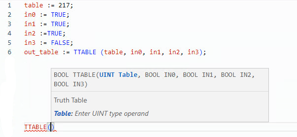 TTABLE structured text example