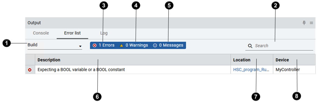 Error list page