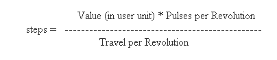 Formula to convert from rpm (steps) to user-defined unites