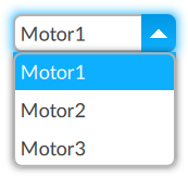 An expanded combo box displaying Motor1, Motor2, and Motor3 options.