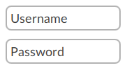 Screenshot displaying text boxes for username and password