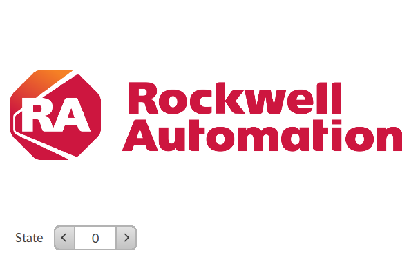 Rockwell Automation logo displayed at 100% opacity with state selector showing state
            0.