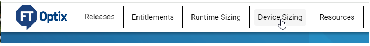 Device Sizing tab in FactoryTalk Optix.