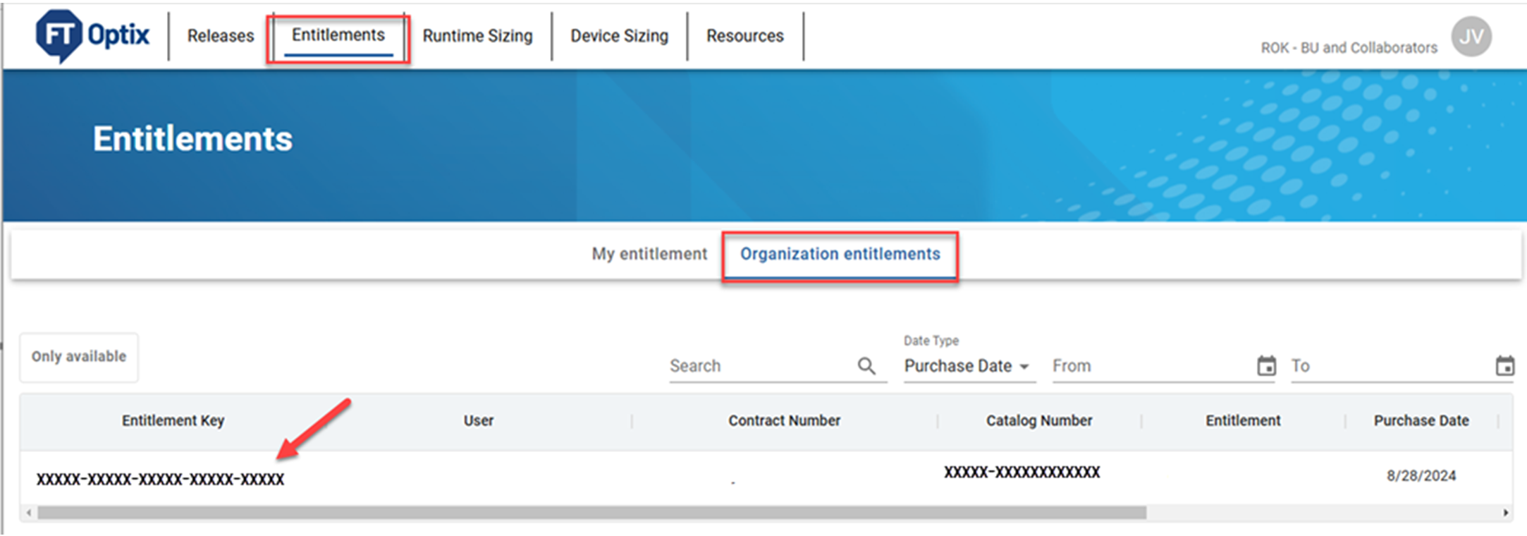Confirm on the FactoryTalk Optix home page that an entitlement is allocated to an
              organization.