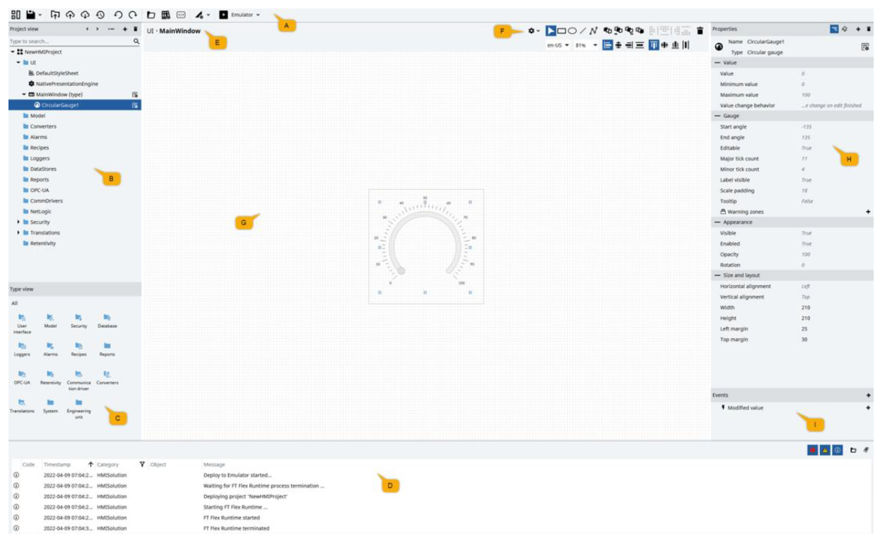Main screen for FactoryTalk Optix Design Environment software.