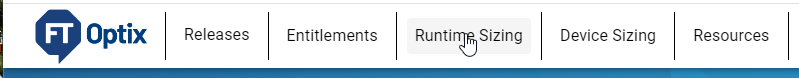 Select Runtime Sizing from the top navigation bar.