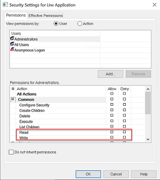 Security Settings for Linx Application
