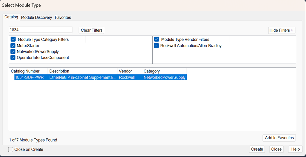 Select module type