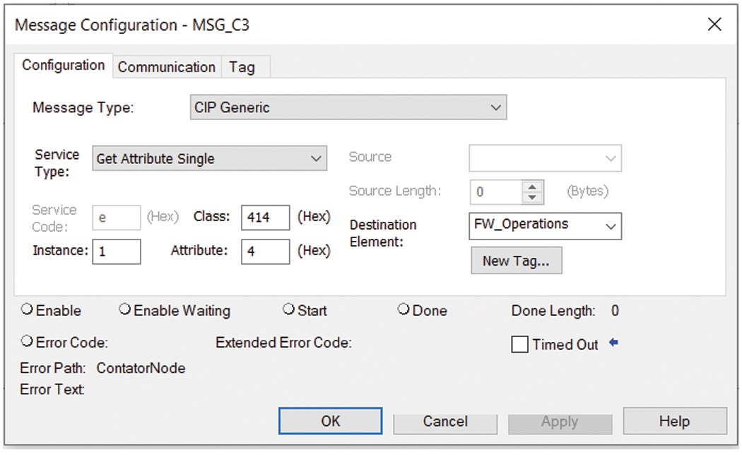 Message configuration to read elapsed life