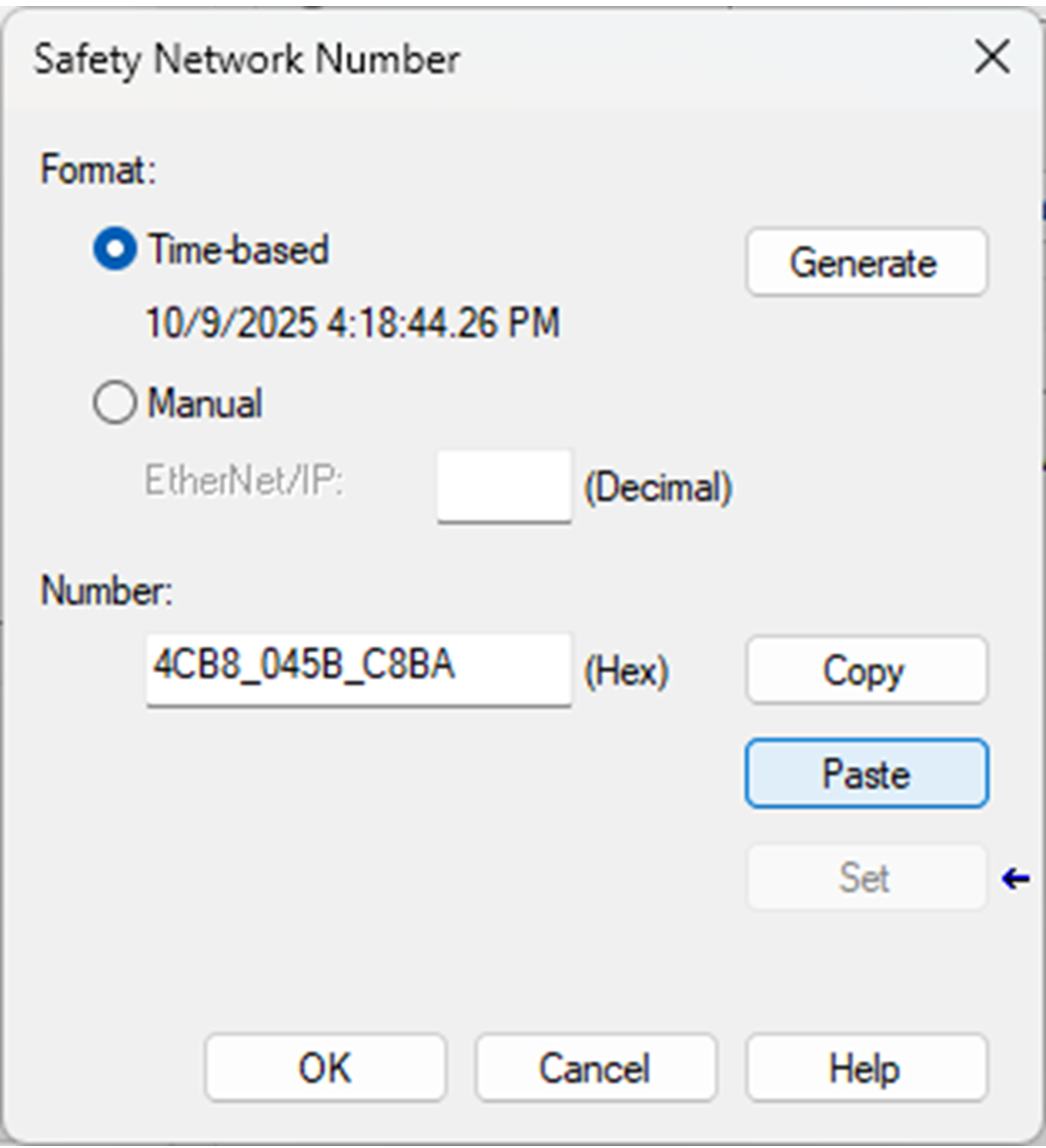 Paste Safety Network Number.