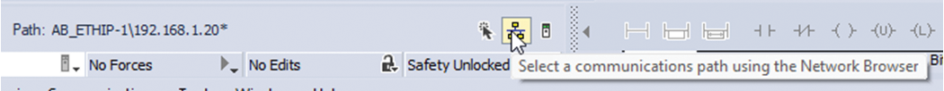 This image shows an example of the Network Browser in Logix Designer.