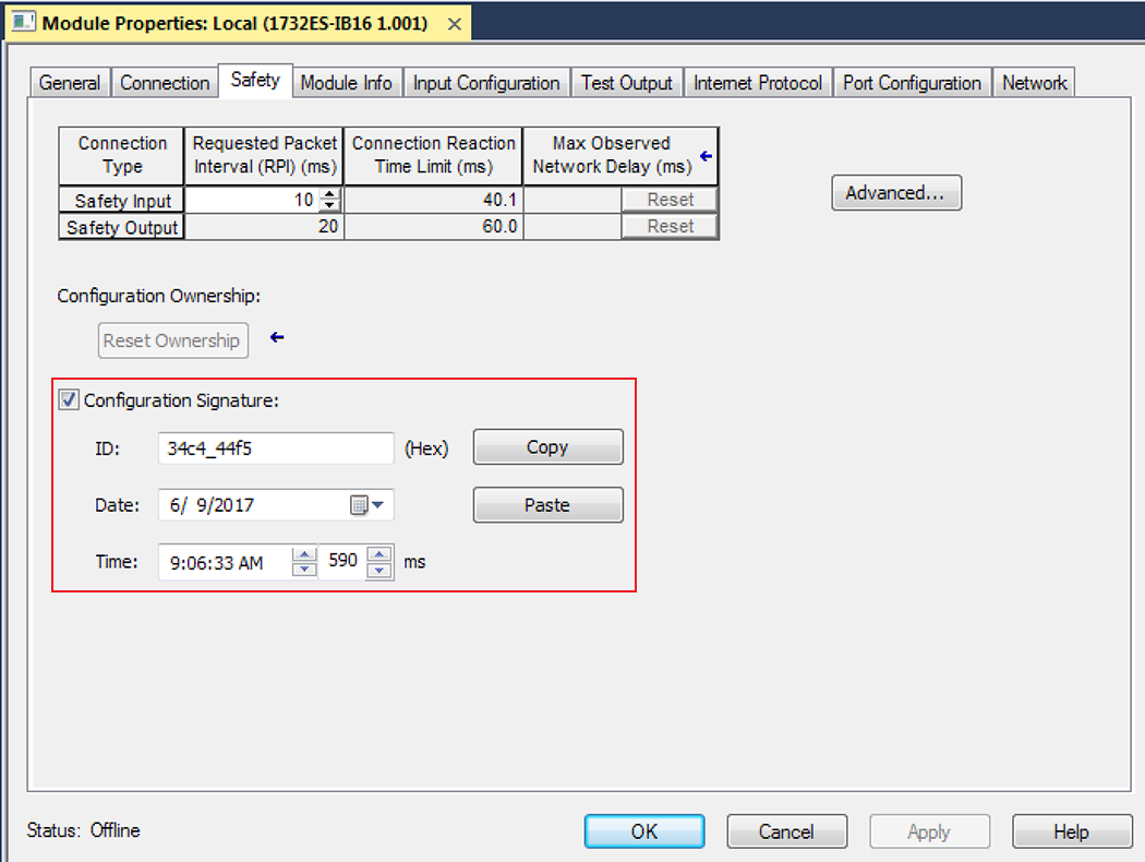 This image shows where you can view and copy a configuration signature from a different owner.