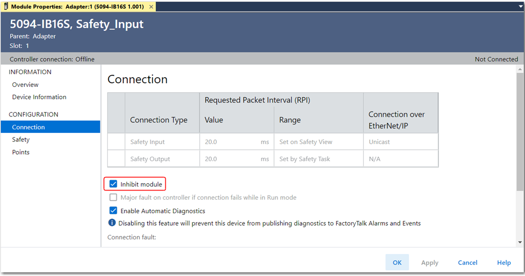Inhibit Module Setting