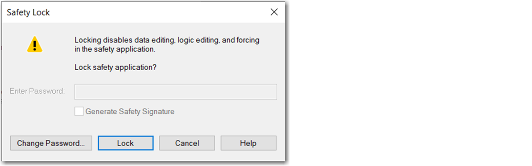 Safety Lock Dialog Box