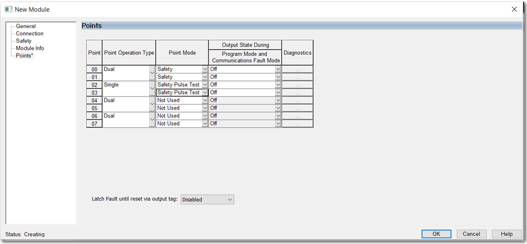 Output Point Operation Types