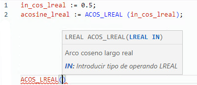 Ejemplos de texto estructurado ACOS_LREAL