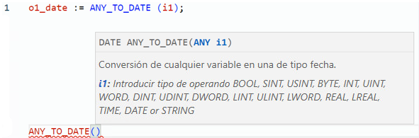 Ejemplo de texto estructurado ANY_TO_DATE