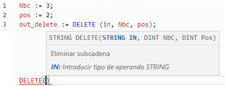 Ejemplo de texto estructurado DELETE