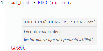Ejemplo de texto estructurado FIND