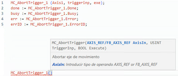 Ejemplo de texto estructurado MC_AbortTrigger