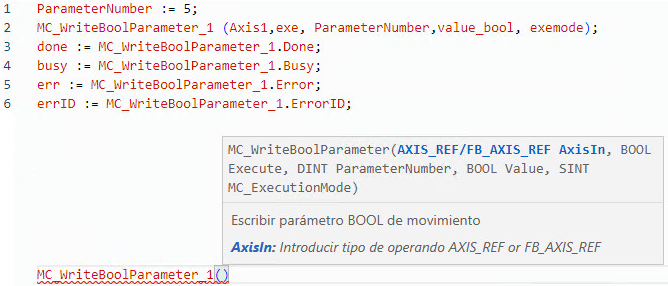 Ejemplo de texto estructurado MC_WriteBoolParameter