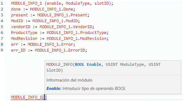 Ejemplo de texto estructurado MODULE_INFO