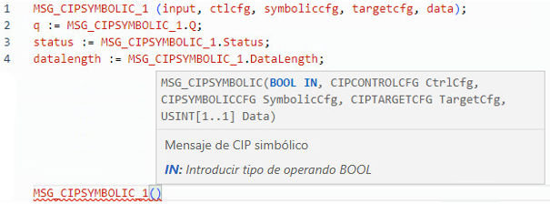Ejemplo de texto estructurado MSG_CIPSYMBOLIC