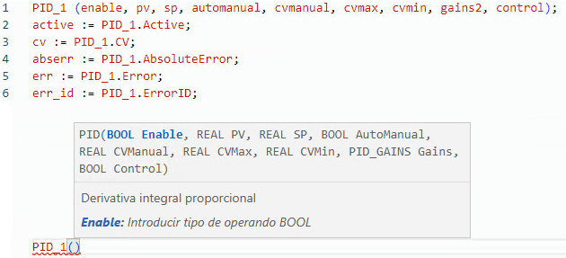 Ejemplo de texto estructurado PID