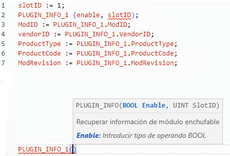 Ejemplo de texto estructurado PLUGIN_INFO