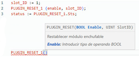 Ejemplo de texto estructurado PLUGIN_RESET