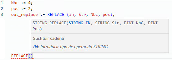 Ejemplo de texto estructurado REPLACE