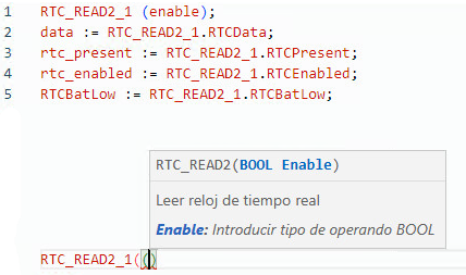 Ejemplo de texto estructurado RTC_READ2