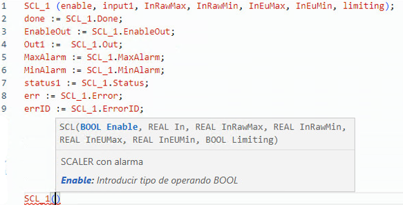 Ejemplo de texto estructurado SCL