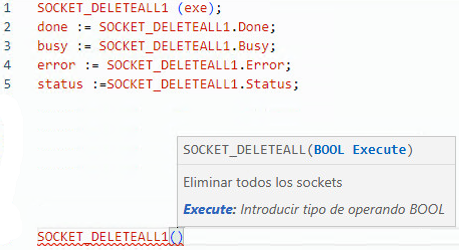 Ejemplos de texto estructurado SOCKET_DELETEALL