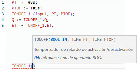 Ejemplo de texto estructurado TONOFF