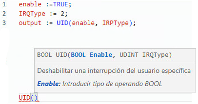Ejemplo de diagrama de lógica de escalera UID
