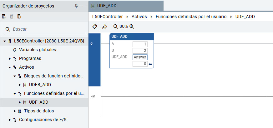 Programa principal de una única ejecución de la UDF