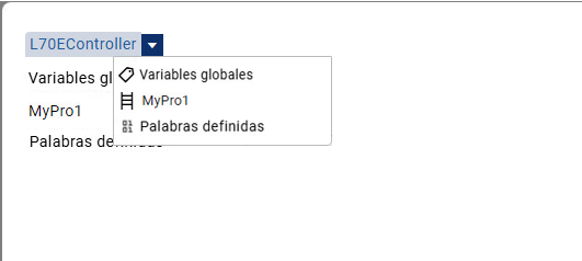 Selector de variables - Lista de ámbito