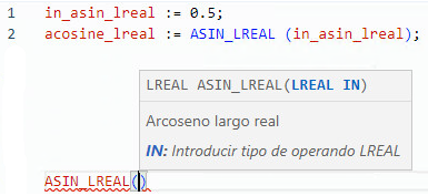 Ejemplos de texto estructurado ASIN_LREAL