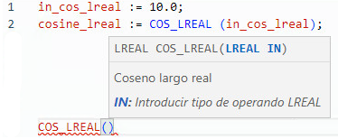 Ejemplo de texto estructurado COS_LREAL