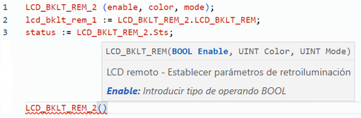 Ejemplo de texto estructurado LCD_BKLT_REM