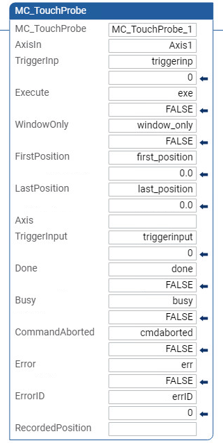 Ejemplo de diagrama de lógica de escalera MC_TouchProbe